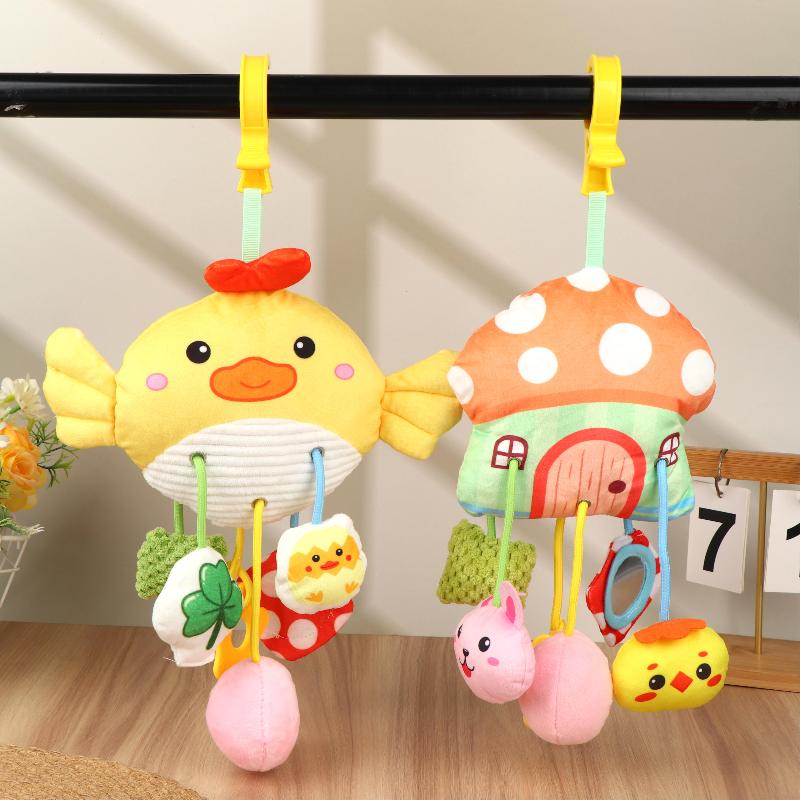 Baby Plush Animal Hanging Rattle Toy Baby Rattles Mobiles Cute Hanging Bell Educational Baby Toys For Stroller Crib Decoration