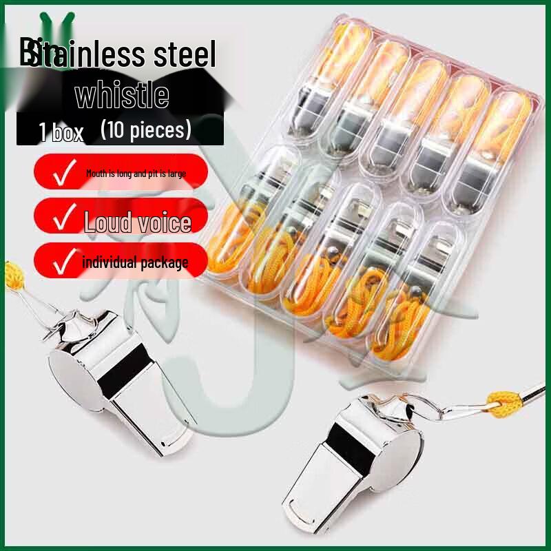 Stainless Steel Sports & Survival Whistles (10-Pack)