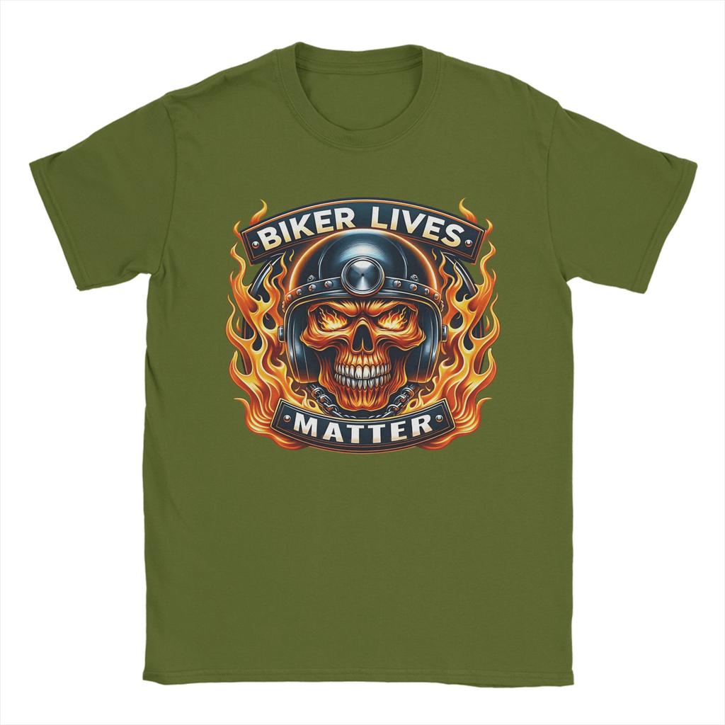 Oversized T Shirt Summer Biker Lives Matter Fiery Skull Rider Novelty TShirts Pure Cotton Tshirt for Unisexs Awesome Top Tees