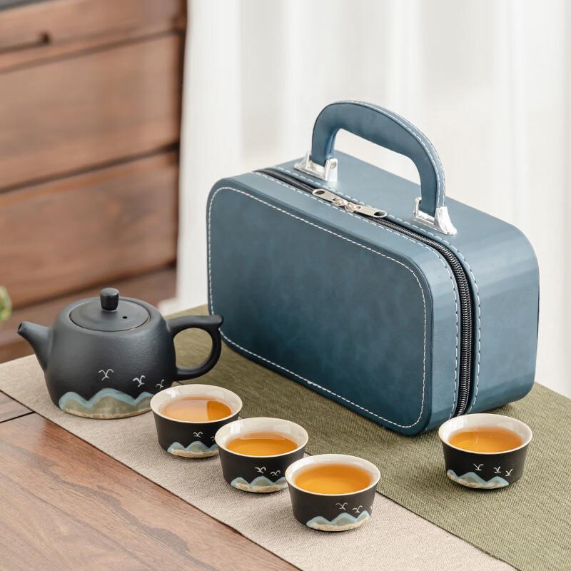 Yi Pan Black Pottery Chinese Teapot Set