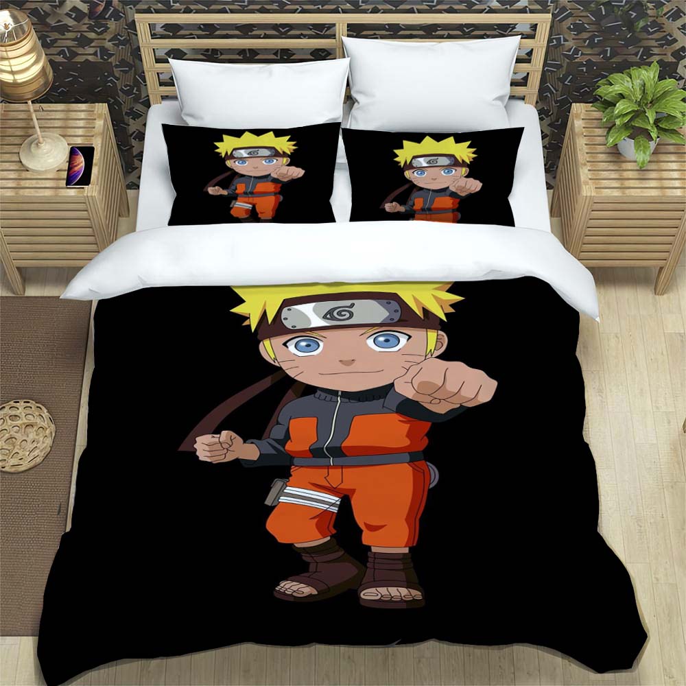 Naruto Pattern Quilt Cover With Pillowcases 3D Digital Printed Bedding Set Twin Full Queen King Children'S Gift