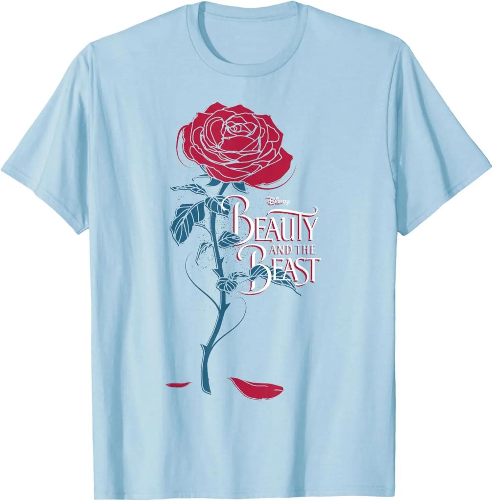 Hot Fashion Casual Disney Beauty & The Beast Wilting Rose Logo Graphic T-Shirt T-Shirt S-4XL Four Seasons