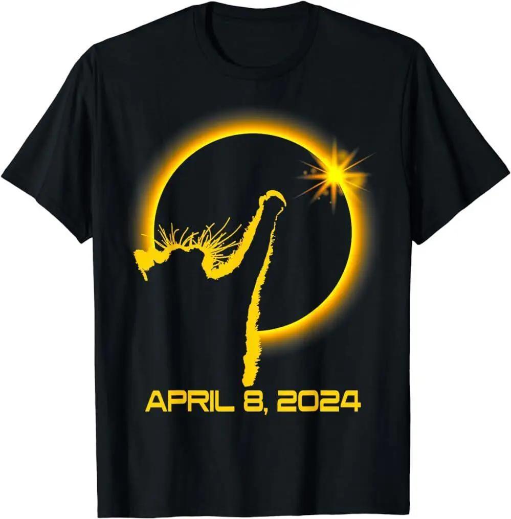 Solar Eclipse Cat Reaching Total Solar Eclipse April 8 2024 Graphic Tee Cotton Unisex TShirt S