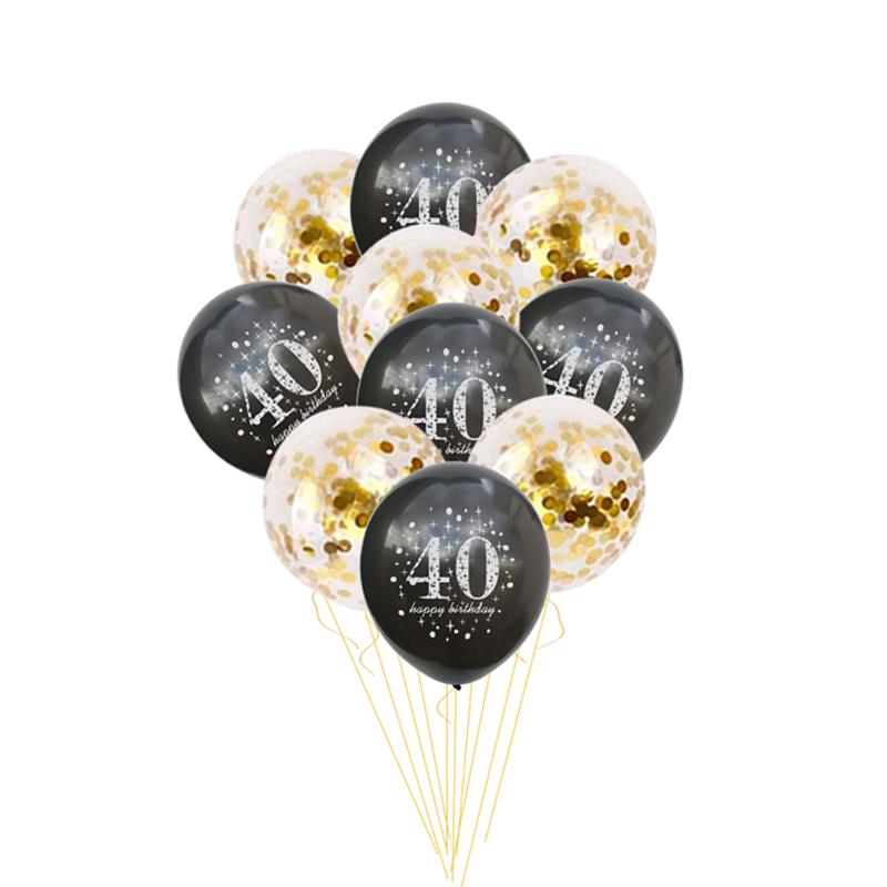 Black Gold 30 40 50 60 Years Birthday Party Confetti Balloon 30th 50th Birthday Party Decorations Adult Party Ballon Air Globos