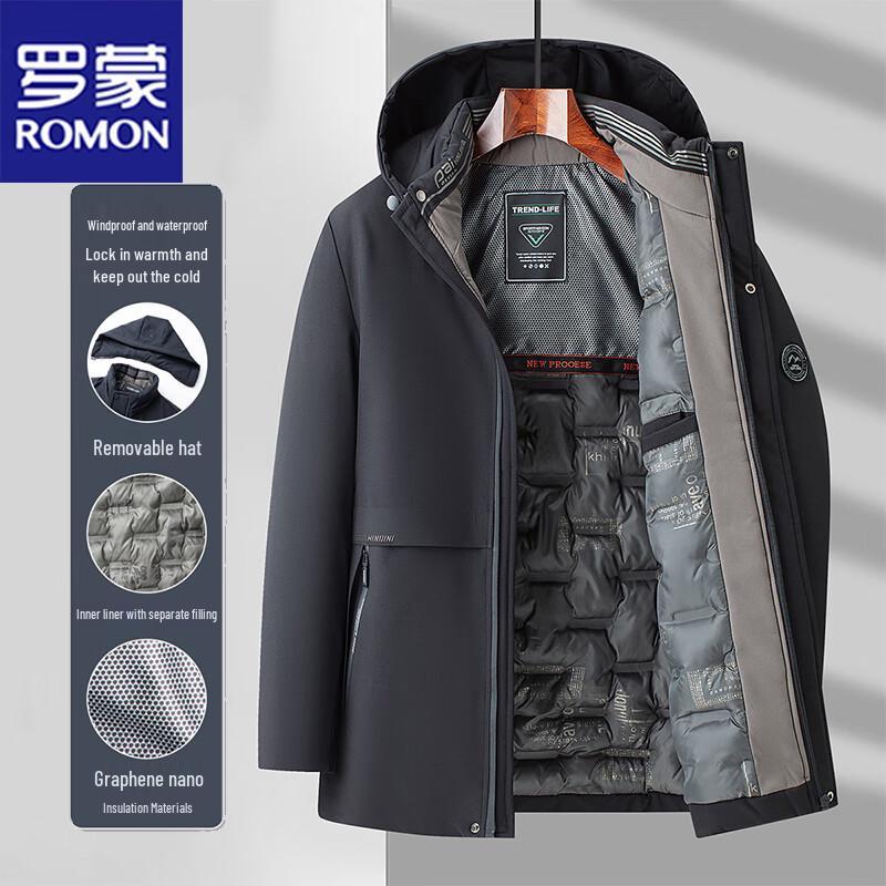 ROMON Men's Autumn/Winter Hooded Padded Jacket
