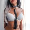 Faux Leather Choker with Tassel Leash Adjustable Handcrafted Gothic Punk Black Bondage Neck Collar Women Couple Adults Sex Toy