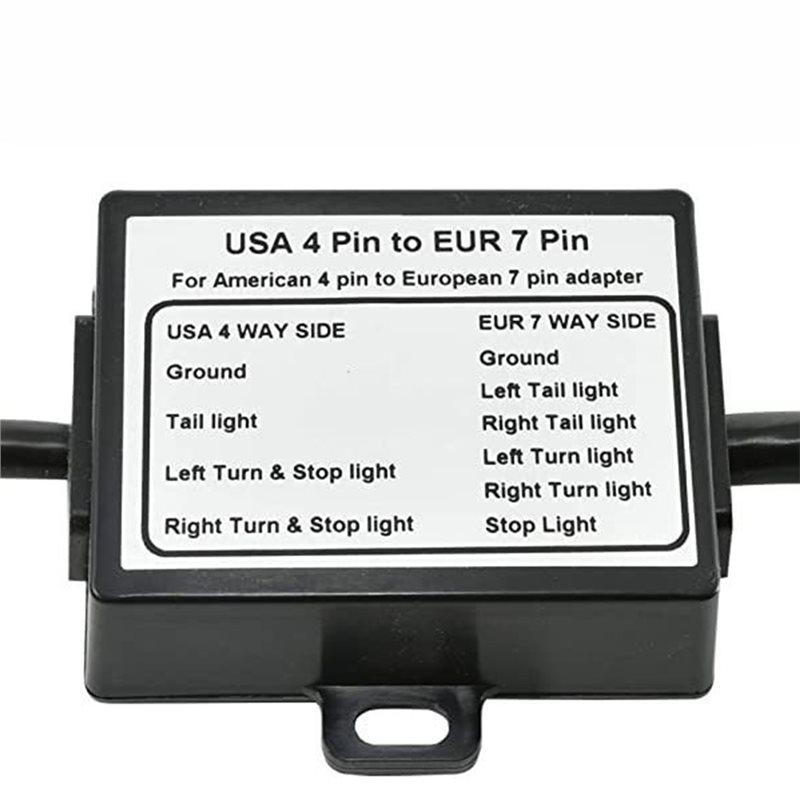 Trailer Light Converter Car Accessories 4 Way Flat To EU 7 Way Round Connector Adapter Light Splitter US