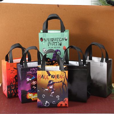 2024 New Halloween Gift Bags Pumpkin Creative Cartoon Hot Press Coated Non-woven Handbags Takeaway Bags Can Be Printed Logo