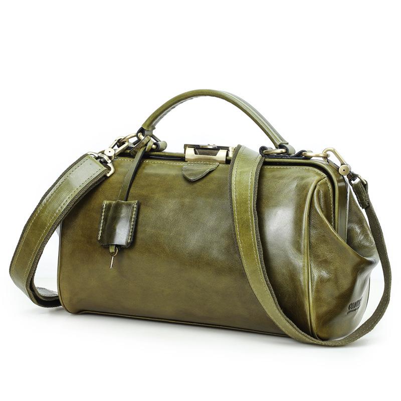 

Retro Color-Changing Leather Women s Crossbody Handbag with Metal Buckle ліс зелений колір