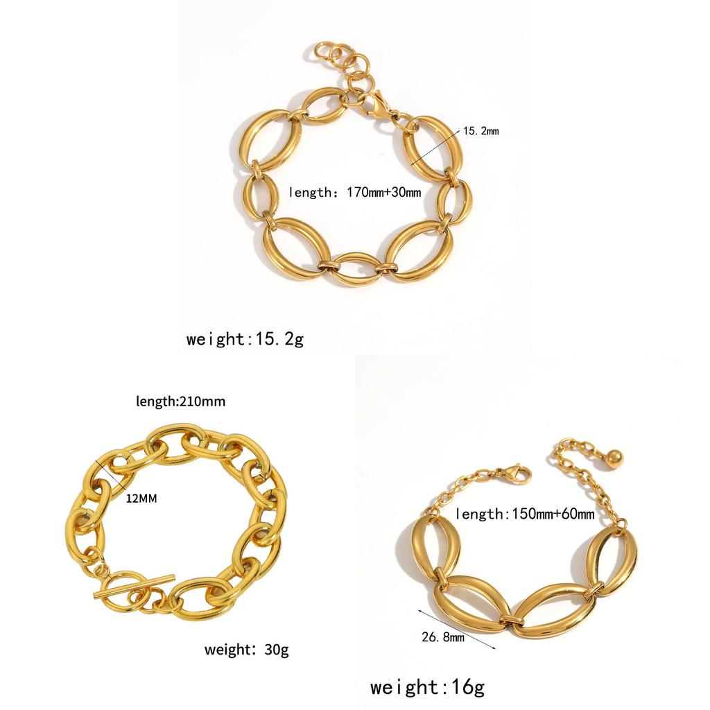 Stainless Steel Geometric Chain Bracelet For Women Summer Fashion Accessory