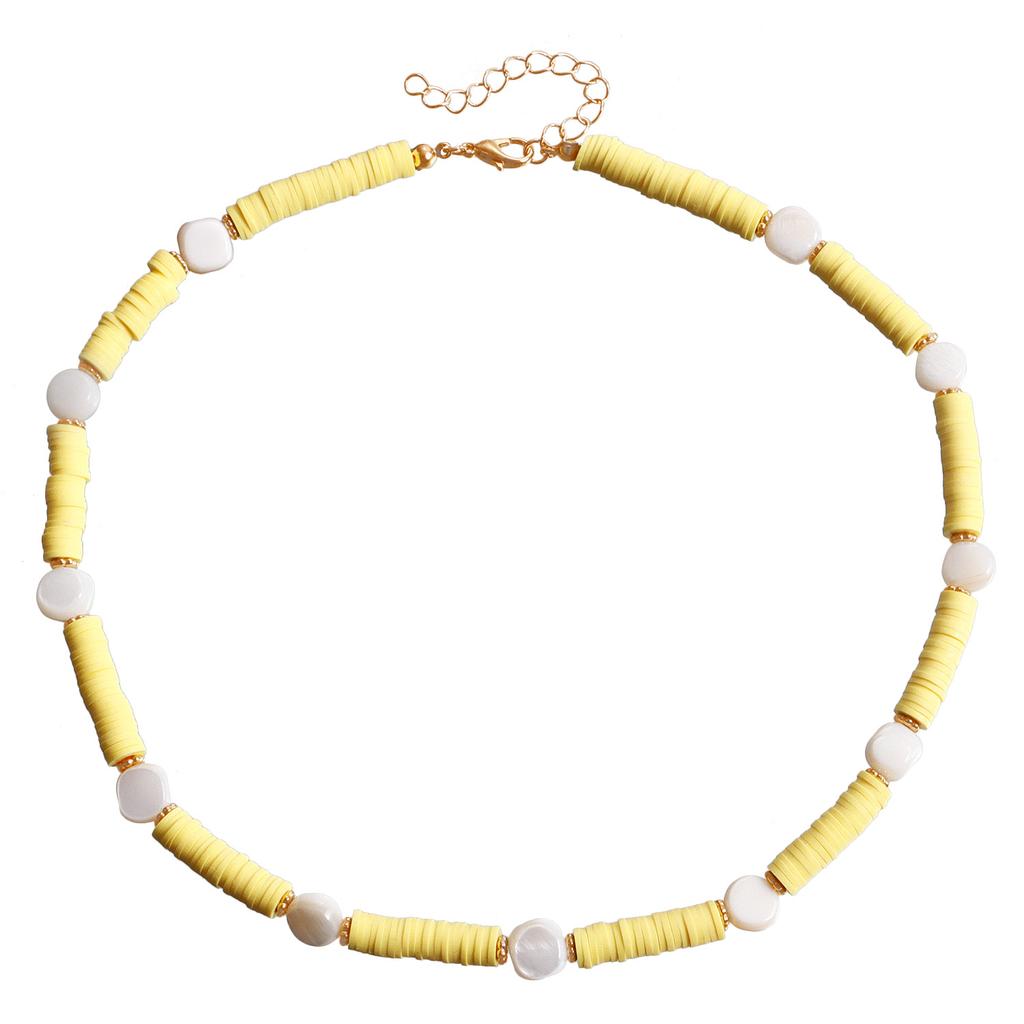 Bohemian Resort Beach Wind Colorful Pottery Sheet Beaded Necklace Women'S Wind Bracelet Charm