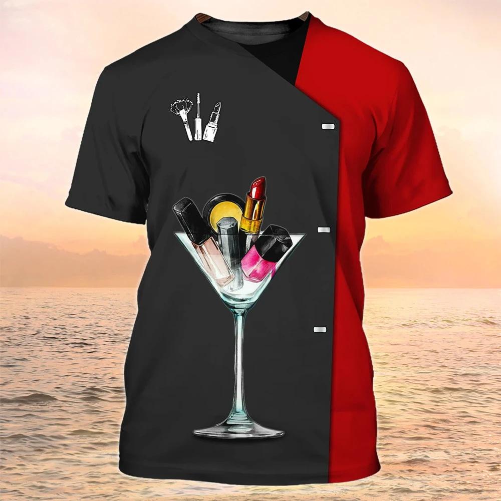 2023 Женская футболка Униформа визажиста с 3D принтом Футболки Кисти для макияжа — фото 7