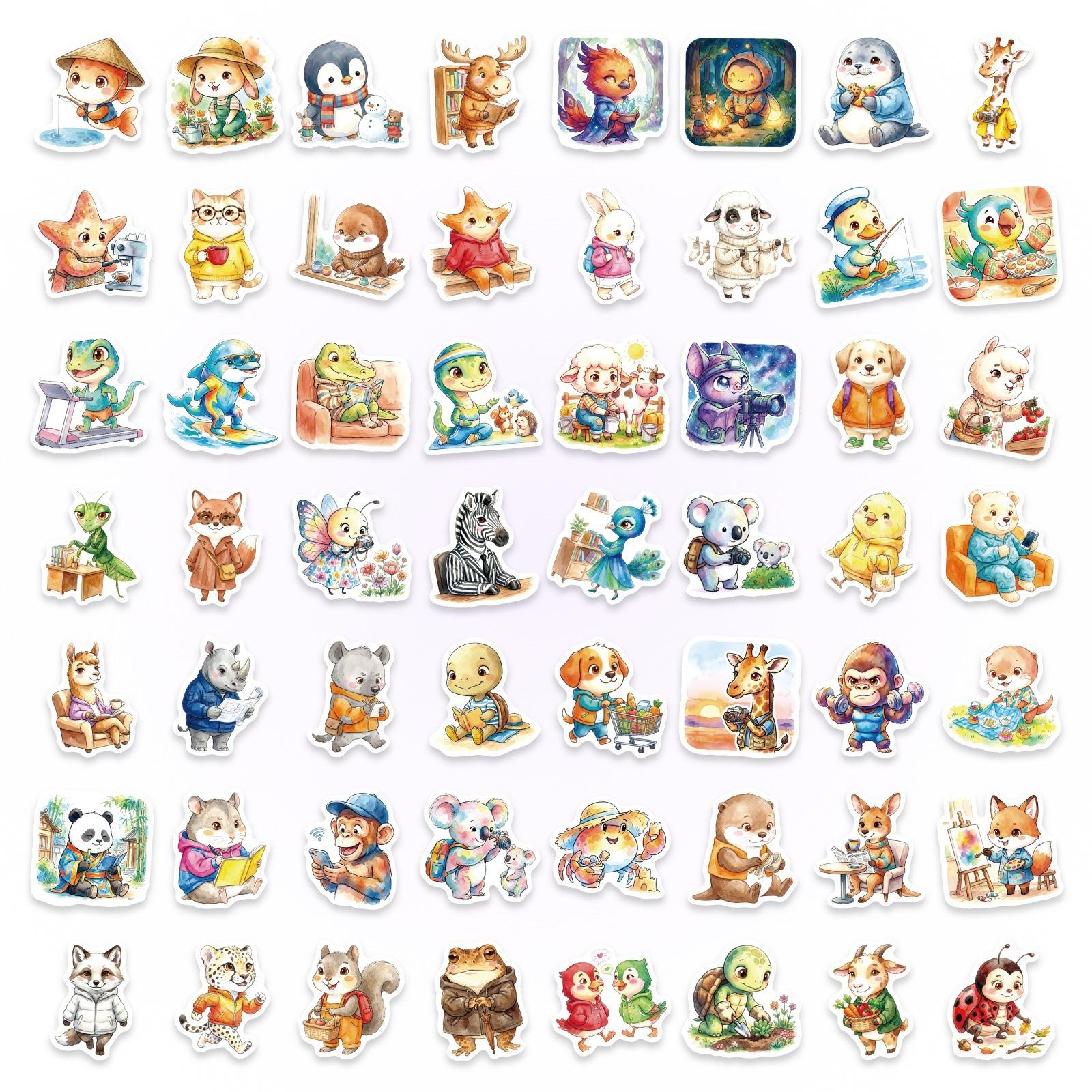 

56 Animal Sticker Set, Creative Cute Animal Hand Account Notebook Material Children S Stickers