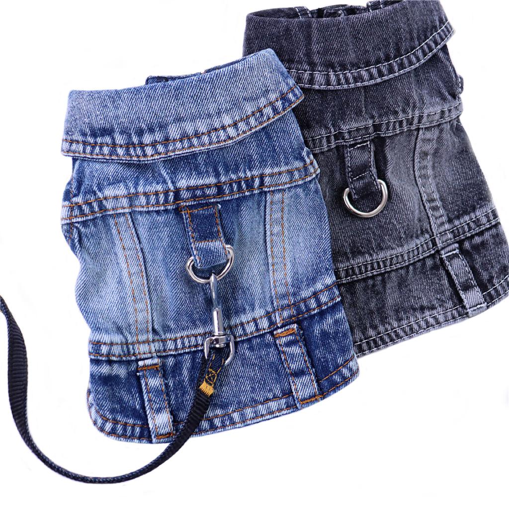 Jaqueta Jeans para Cachorro Pet Lavagem Escura Sem Mangas Vest Jeans Removível Casaco para Cães Pequenos Médios Gato Filhote Roupas Primavera/Outono