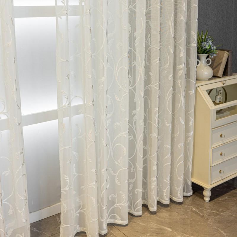 Elegant Jacquard Sheer Curtain Living Room Bedroom Balcony Light Filtering Window Drape Lightweight Decorative Panel