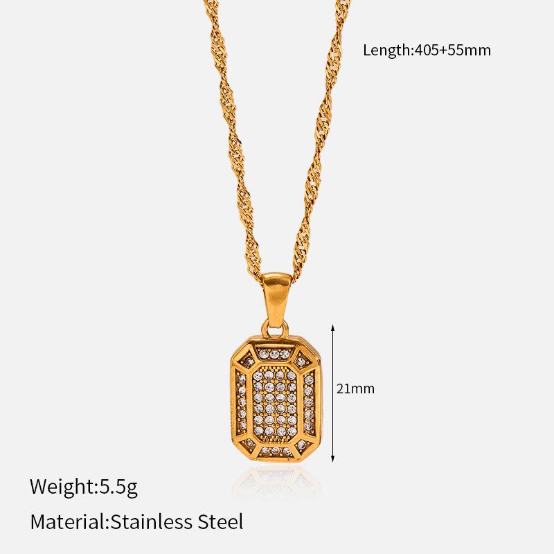 INS wind titanium steel necklace plated with 18K gold stainless steel inlaid with zirconium star and moon pendant jewelry Mother's Day gift
