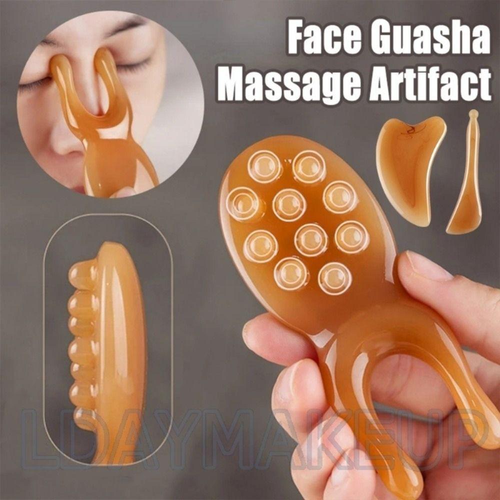3PCS Hot Resin Face Guasha Massage Reduce Puffiness Relaxing Gua sha Spa Massager Nose Lifting Massage Scraper Body Facial Skin