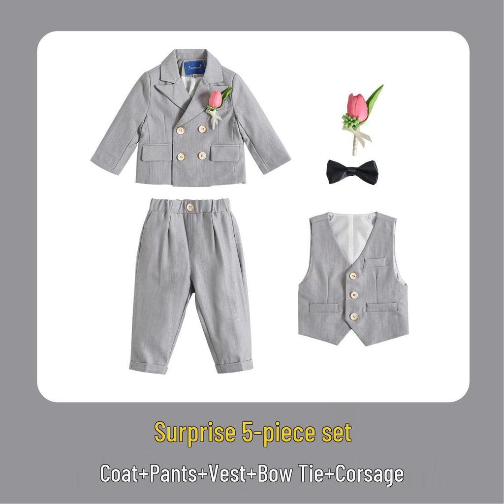 Jungen Dreiteiliger Festanzug mit Weste - Pageboy Geburtstagsoutfit