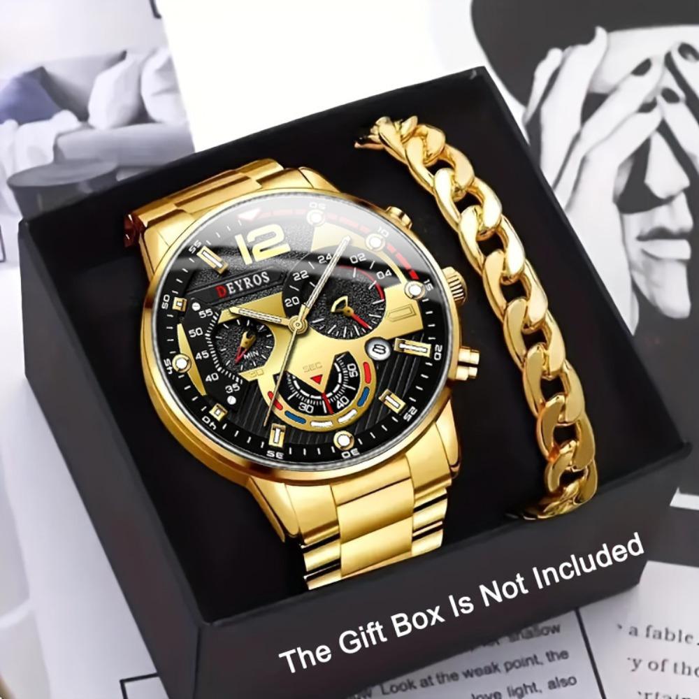 

2-Piece Men S Watch Bracelet Set Men S Fashion Quartz Pointer Men S Watch