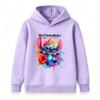 Kids Boys Girls Casual Stitch Print Long Sleeve Hoodie, Cute Cartoon Graphic Pullover Sweatshirt, Colorful Floral Paint Splash Pattern Soft Hooded Top