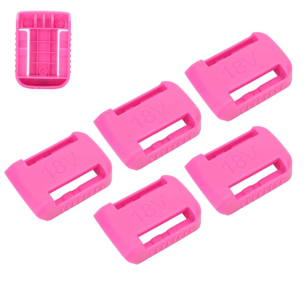 5pcs 14V‑60V Battery Mount Holder Storage Shelf Rack Stand Slots Hanger Buckle Pink