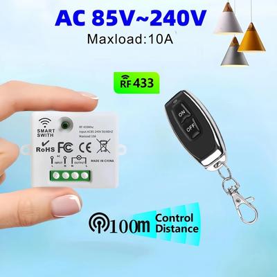 433MHz 110V 220V Wireless Remote Control Light Switch 10A Mini RF Relay Module 100 Meters Transmitter For Led Lamp Fan ON OFF