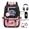 Σακίδιο Stitch για Φοιτητές Χαριτωμένη Τσάντα Laptop με Κινούμενα Σχέδια και Θύρα USB Μοντέρνο Στυλ