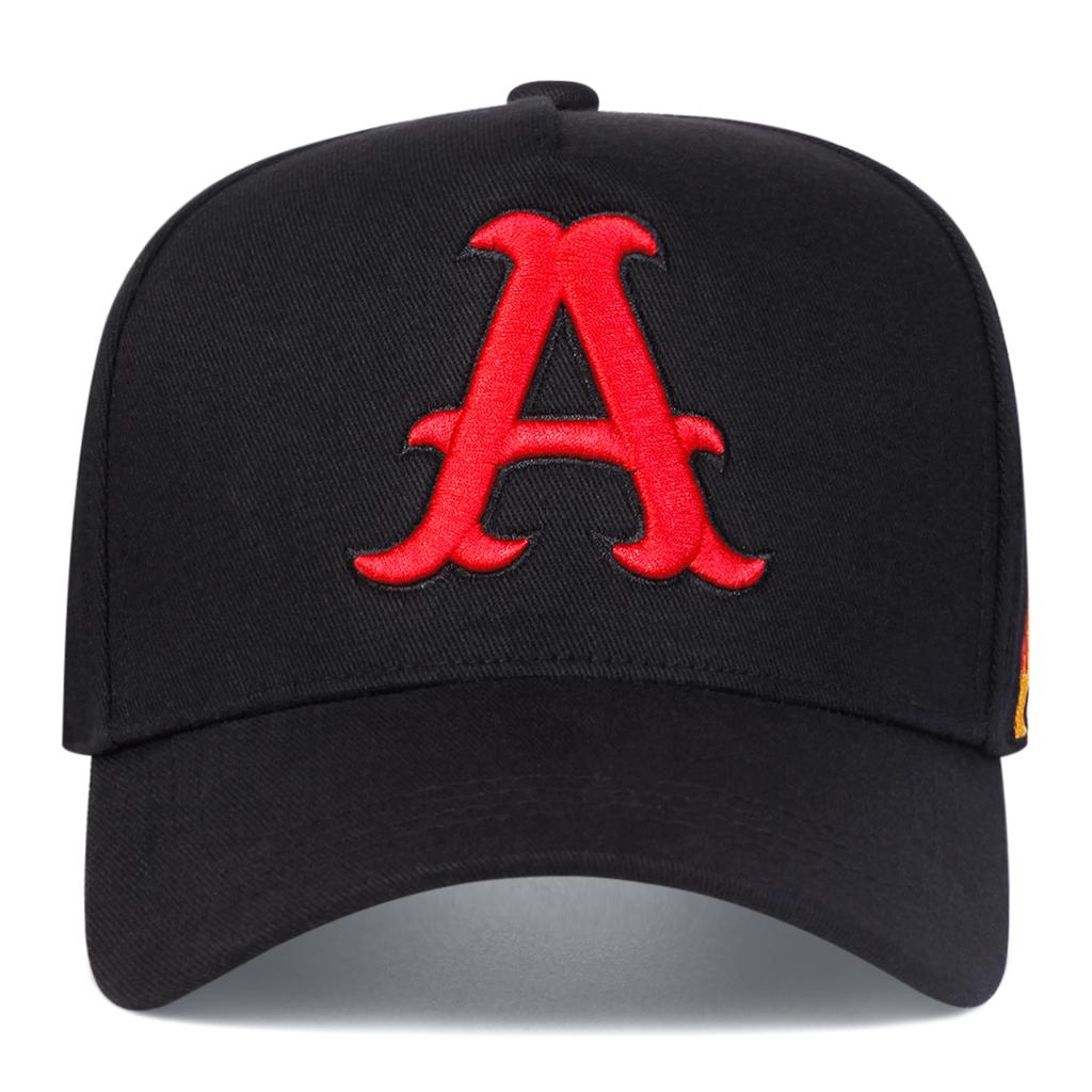 Men Letter A Embroidered Side Flame Five-faced Hat Baseball Cap Outdoor Adjustable Sunscreen Leisure Hat Spring Autumn Travel Tourism Beach Vacation