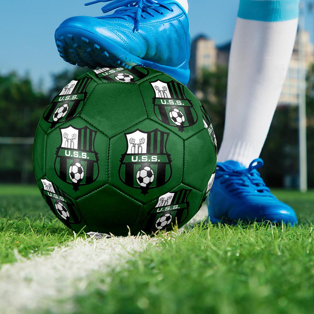 Sassuolo FC Soccer Ball, Colorful, Suitable for All Ages, Machine-stitched, PVC Material, Competition Grade, Durable and High Bounce