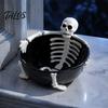 Plateau à fruits secs Grande Capacité Squelette d'Halloween Détendu Plat à Servir pour Apéritifs, Bol à Bonbons en Résine Relief 3D pour Service de Fête Collations Sauces, Créatif