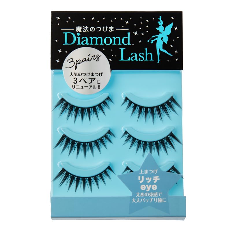 

[3 Pairs] DiamondLash Volume Series [Rich Eye] Creates a sophisticated, wide-eyed look with thick, defined strands This product comes in a box of 3