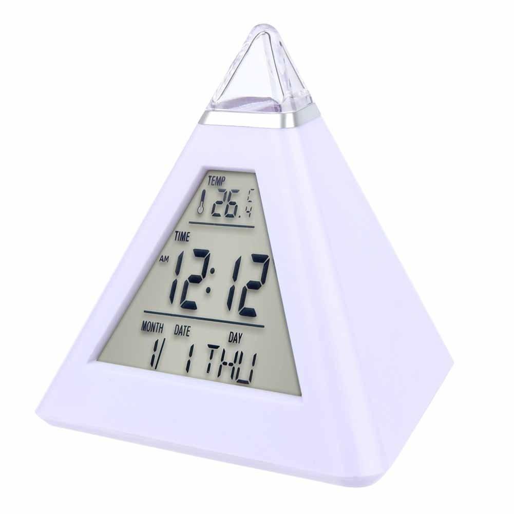 LED Decor 7 Change Color Alarm Clock Mute Electronic Clock Office Desk Clock