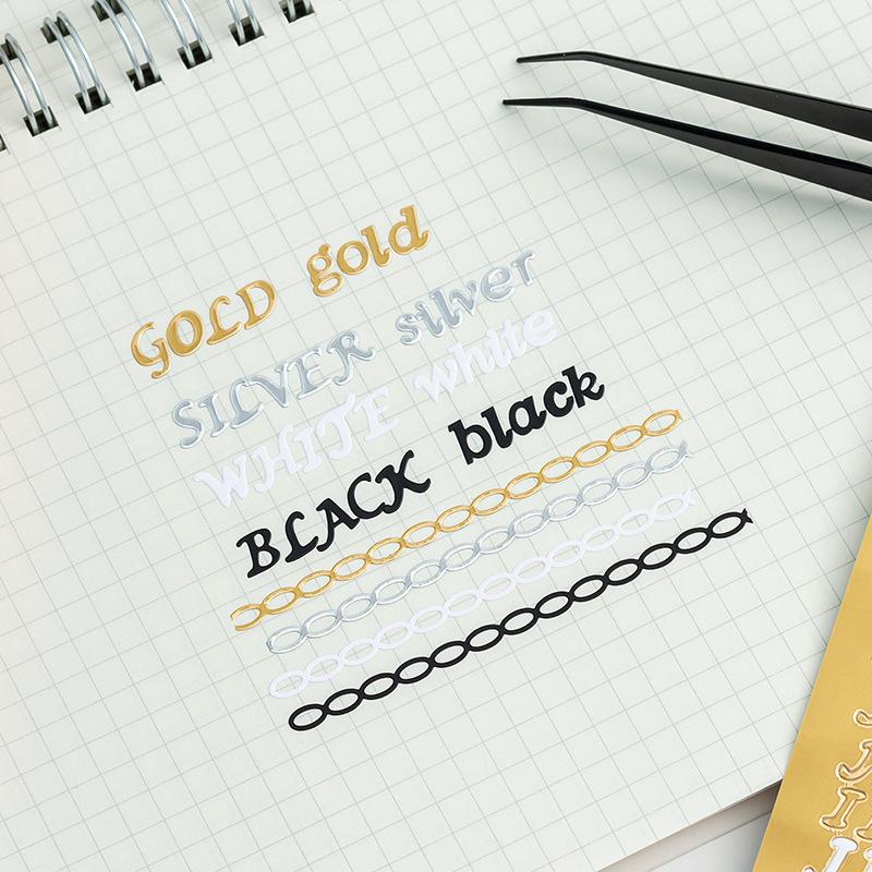 1 Sheet Waterproof  English Letter Digital Decorative Gold Sticker Scrapbooking Diy Label Diary Album Journal Planner