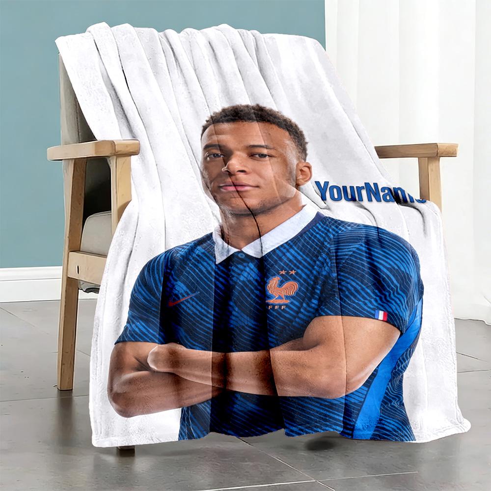 Mbappe 239 Customize Text Blanket Cozy Personalized Blanket Durable Comfort Perfect for Office Picnics Couch Nap Four Seasons Multipurpose