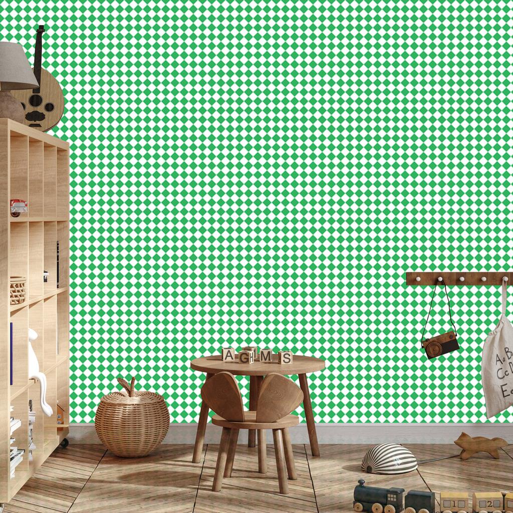 Geometric rhombus wallpaper mint, green and white 50x1000