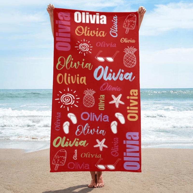 Newest Green Red Pink Towel Oliver Teal Tropical Beach Element Print Beach Towel Microfiber Quick Dry Kids Towel