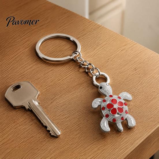 Auspicious Turtle Keychain Rhinestone Flower Keychain, Luxury Alloy Car Key Metal Ring Ring, Pendant for Backpacks Handbag Decoration Bag Charm