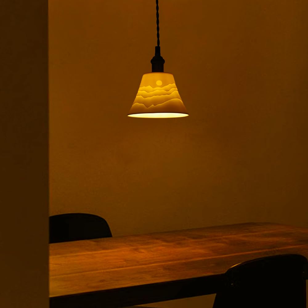 Cerdeco Retro and Compact Ceramic Pendant Light Hanging Lighting with a Retro and a Touch of Showa Era Charm Interior Ceiling Cafe E17 Hook Ceiling