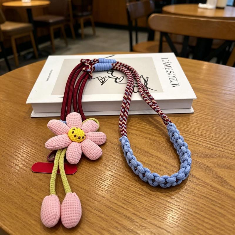 1Pcs Crossbody Long Rope Lanyard Rope Creative Cartoon Flower Phone Universal Lanyard Decorative Pendant Accessories