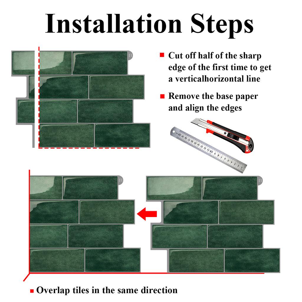 3 Pcs/pack Strong Adhesive Wallpaper DIY Subway Wall Tiles Kitchen Bathroom Backsplash Stickers Waterprof for Home Decoration