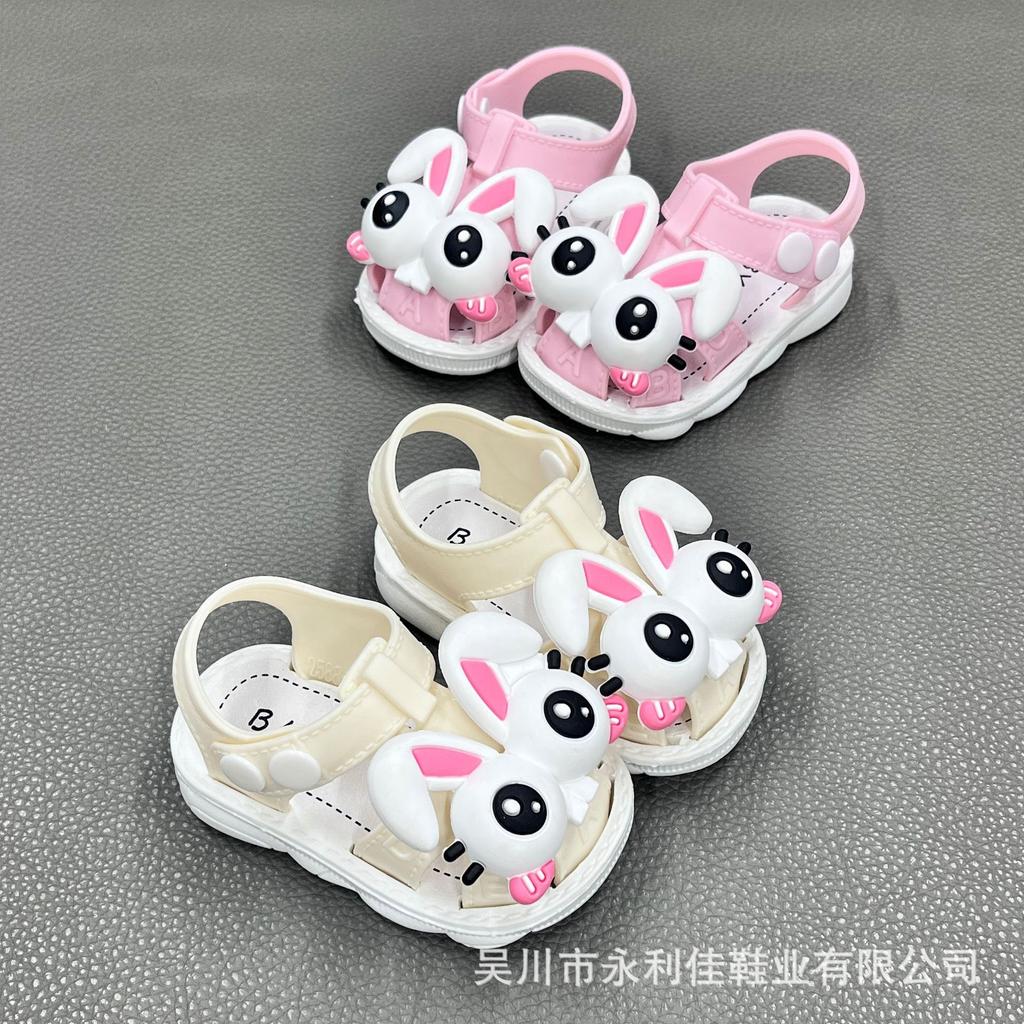 Girls' sandals for summer, non-slip soft-soled toddler shoes for little girls and babies, closed-toe walking shoes