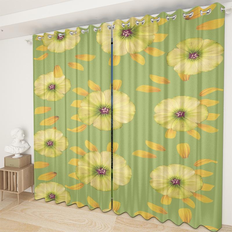 Floral Curtain Fabric Bedroom Living Room Balcony Blackout Curtain Office Hotel Heat Insulation Curtain