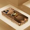 Capa Dourada Premium Metálica Galvanizada para Celular Para iPhone 17Air 17 16 15 14 13 12 11 Pro Max Plus 16E XR 7 8 Xs X Capa de Vidro