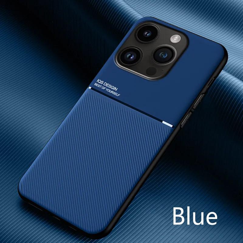 Leather Texture Car Magnetic Holder Case For iPhone 15 14 13 12 11 Pro Max XS X XR 8 7 Plus Shockproof Soft Bumper Protect Cover