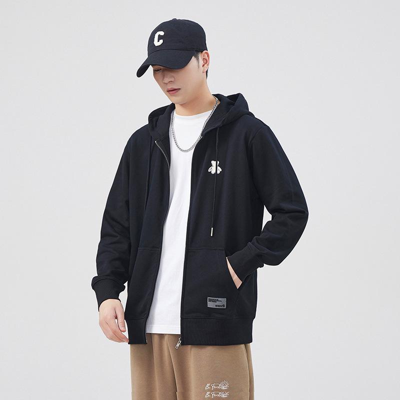 

Весна и осень с капюшоном на молнии кардиган свитер мужская одежда модный бренд подростковый спортивный повседневный американский пиджак 4XL чёрный