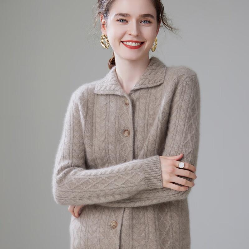 Women's Thickened Cashmere Lapel Cardigan Sweater