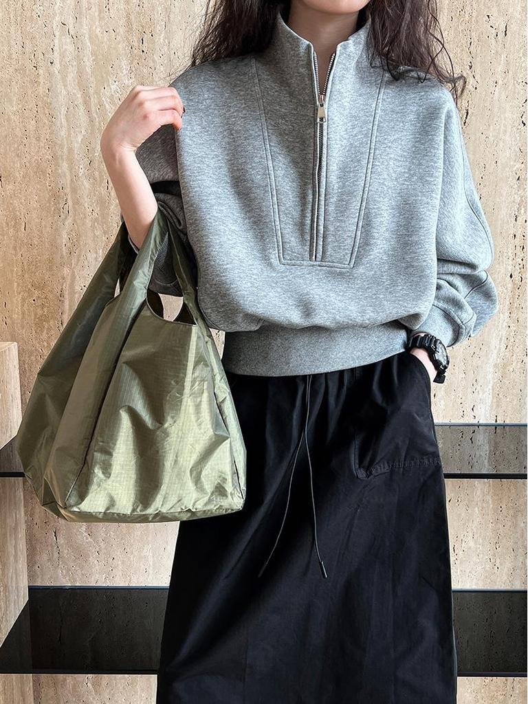 Hanorac luxi pentru femei cu jumătate de fermoar – primăvară coreeană 2024, top sportiv cu talie înaltă