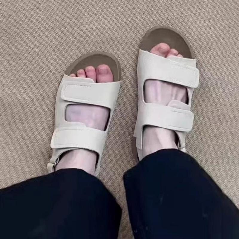 2025 Summer Platform Boken Shoes Women's Versatile Velcro Retro One-word Sandals Wear Casual Beach Cool Slippers