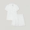 Lunaluz Women Nita Cotton Short Sleeve Collar Neck Two Piece Pajamas