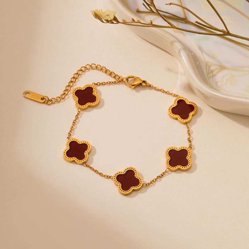 Gorąca Sprzedaż Naszyjnik Bransoletka Kolczyki Kwiat Koniczyny Trzyczęściowy Zestaw dla Kobiet